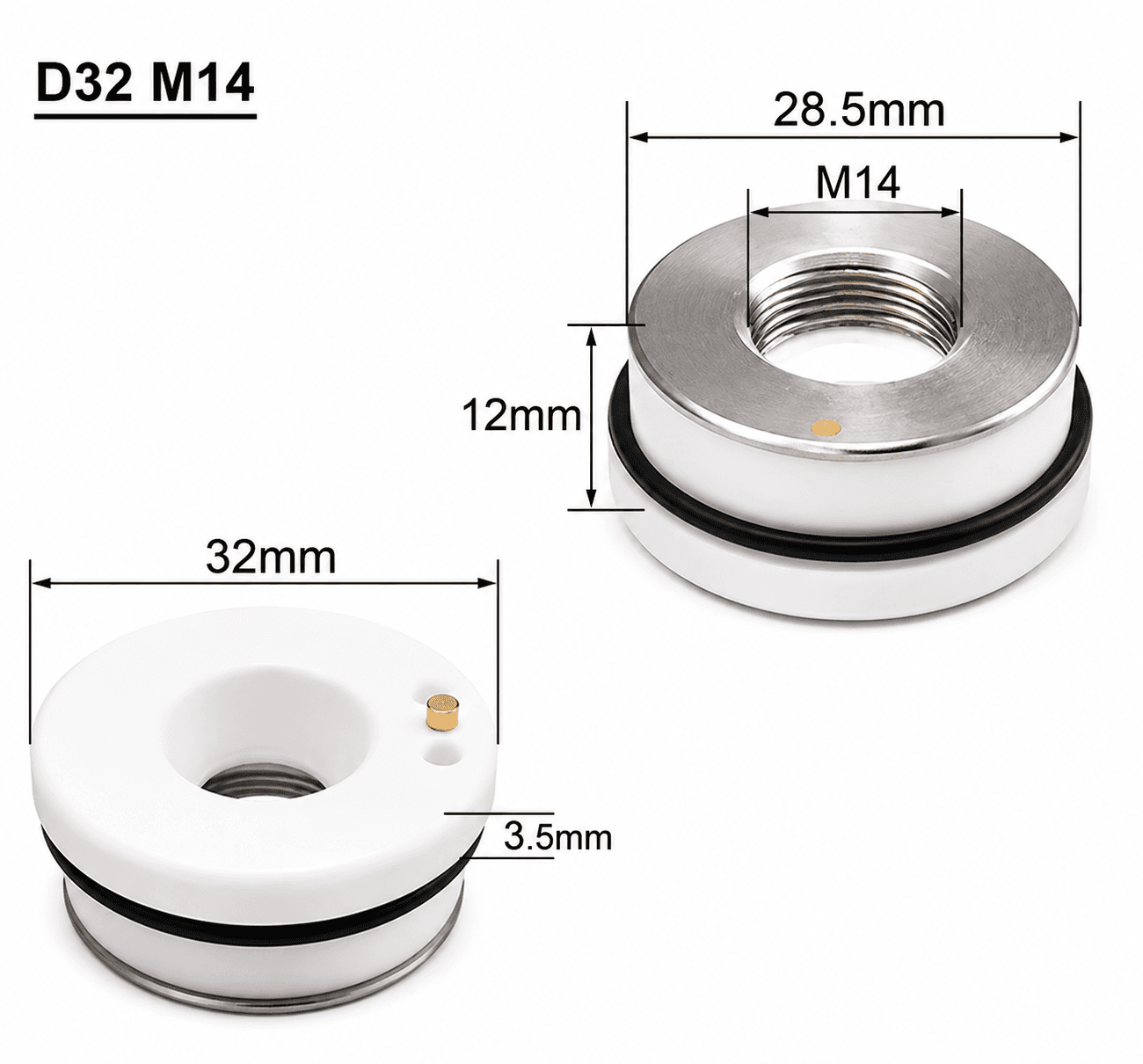 D32 Ceramic Ring Laser Cutting Head Ceramic Body M11 Nozzle Holder M14 Insulation Ring for Raytools Laser Machine