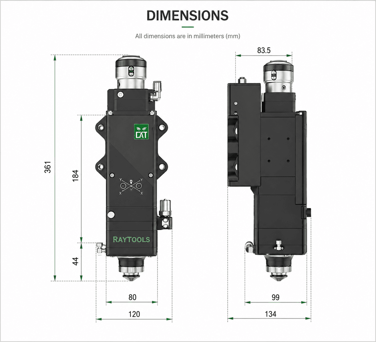 RayTools BS03K-CAT Smart Fiber Laser Cutting Head (0–3kW) for CNC Laser Cutting Machines