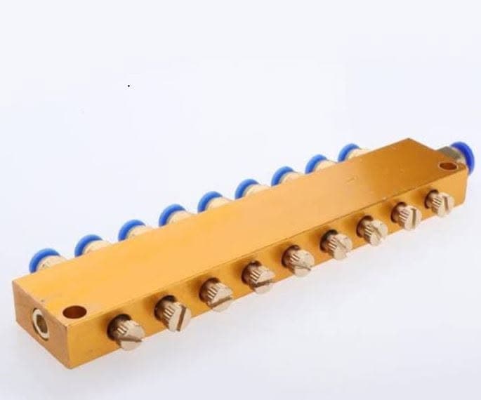 CNC Centralized Lubrication Distributor Block – 2 to 10 Way Oil Manifold with Flow Control Valves (4mm Push Fittings)