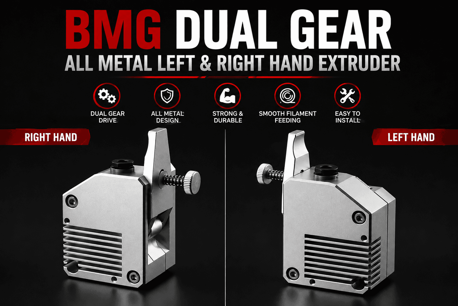 BMG Dual Gear All Metal left & right hand Extruder