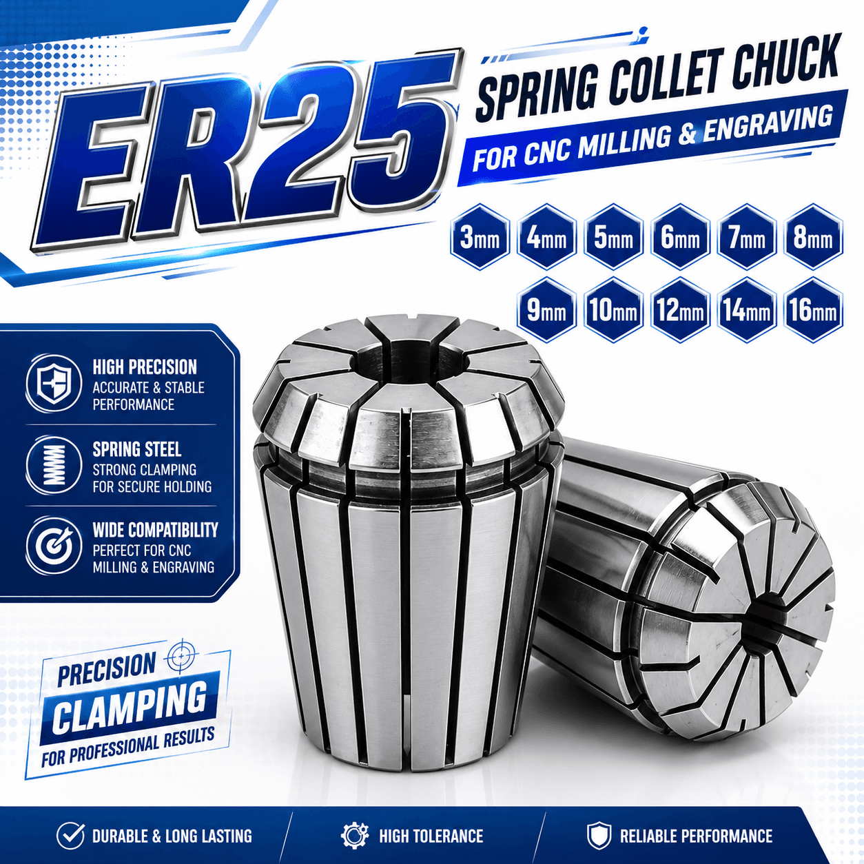 ER25 Spring Collet Chuck for CNC Milling & Engraving