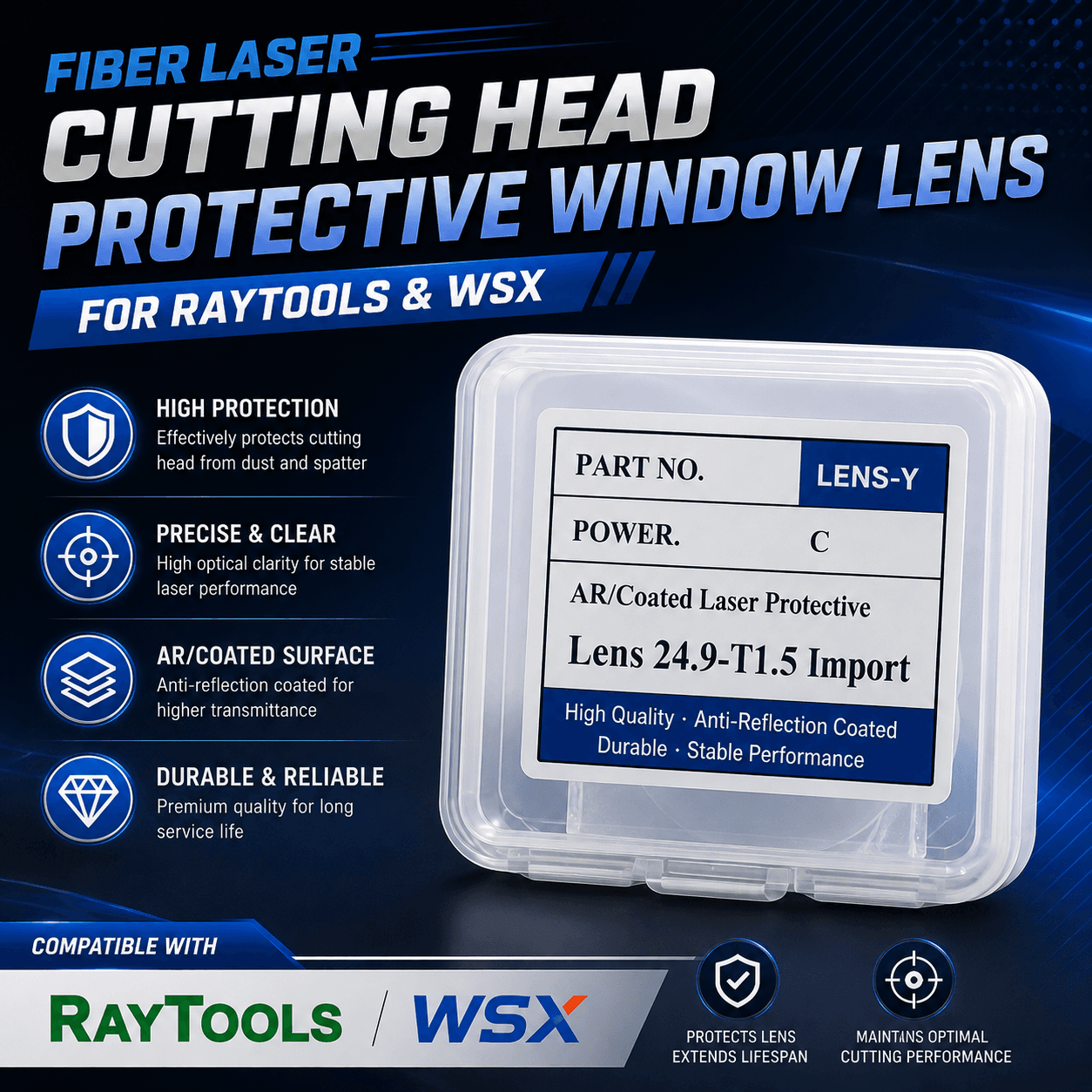 Fiber Laser Cutting Head Protective Window Lens for Raytools & WSX