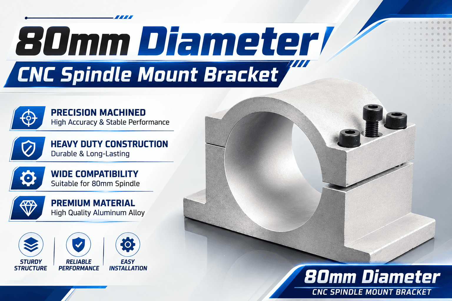 80mm Diameter CNC SpindlE-mount Bracket