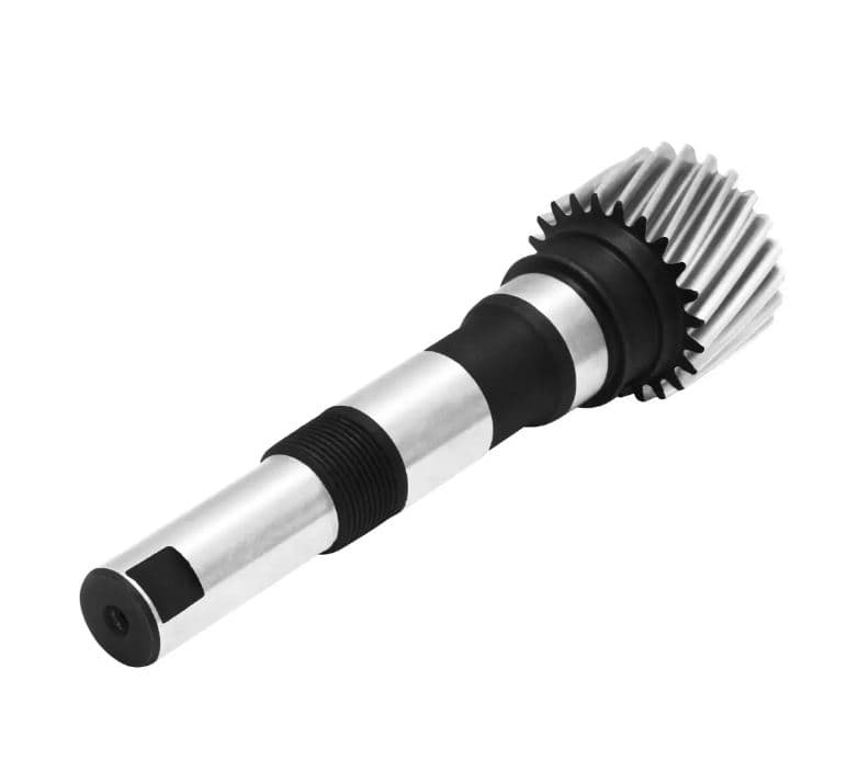Pinion shaft for a belt-driven gearbox, for helical rack (Module 1.25), model SGLM1.25-Z23-L120; pinion with shaft.