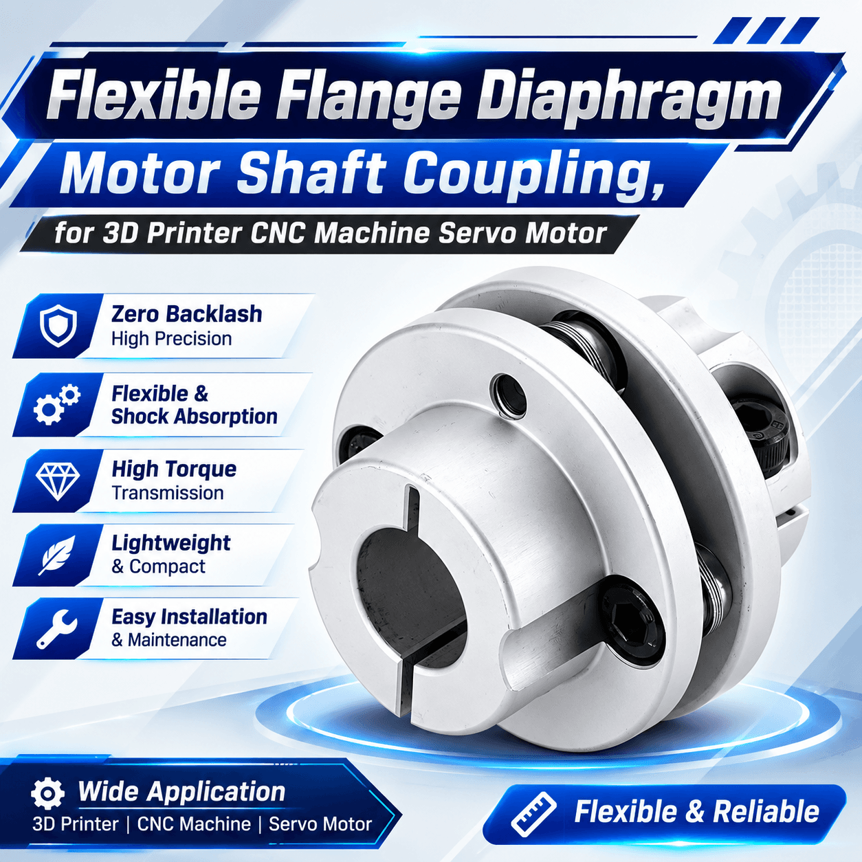 Flexible Flange Diaphragm Motor Shaft Coupling,