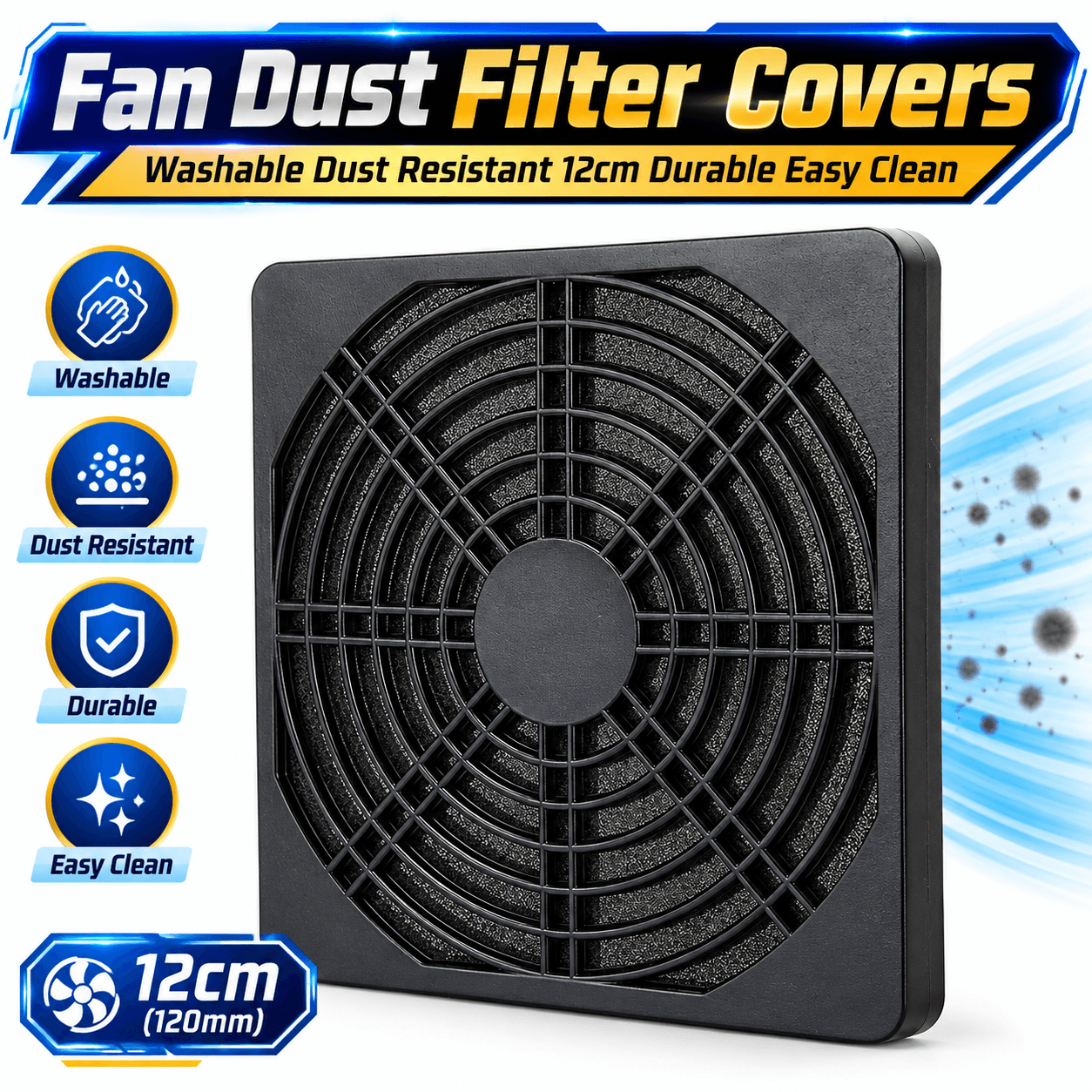 Fan Dust Filter Covers Washable Dust Resistant 12cm Durable Easy Clean