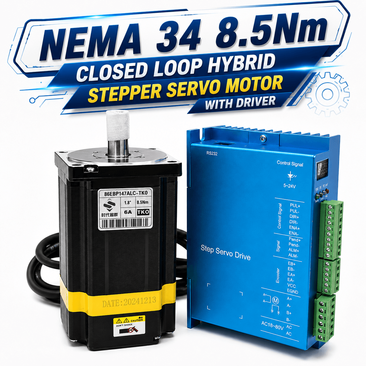 NEMA 34 8.5Nm Closed Loop Hybrid Stepper Servo Motor with driver