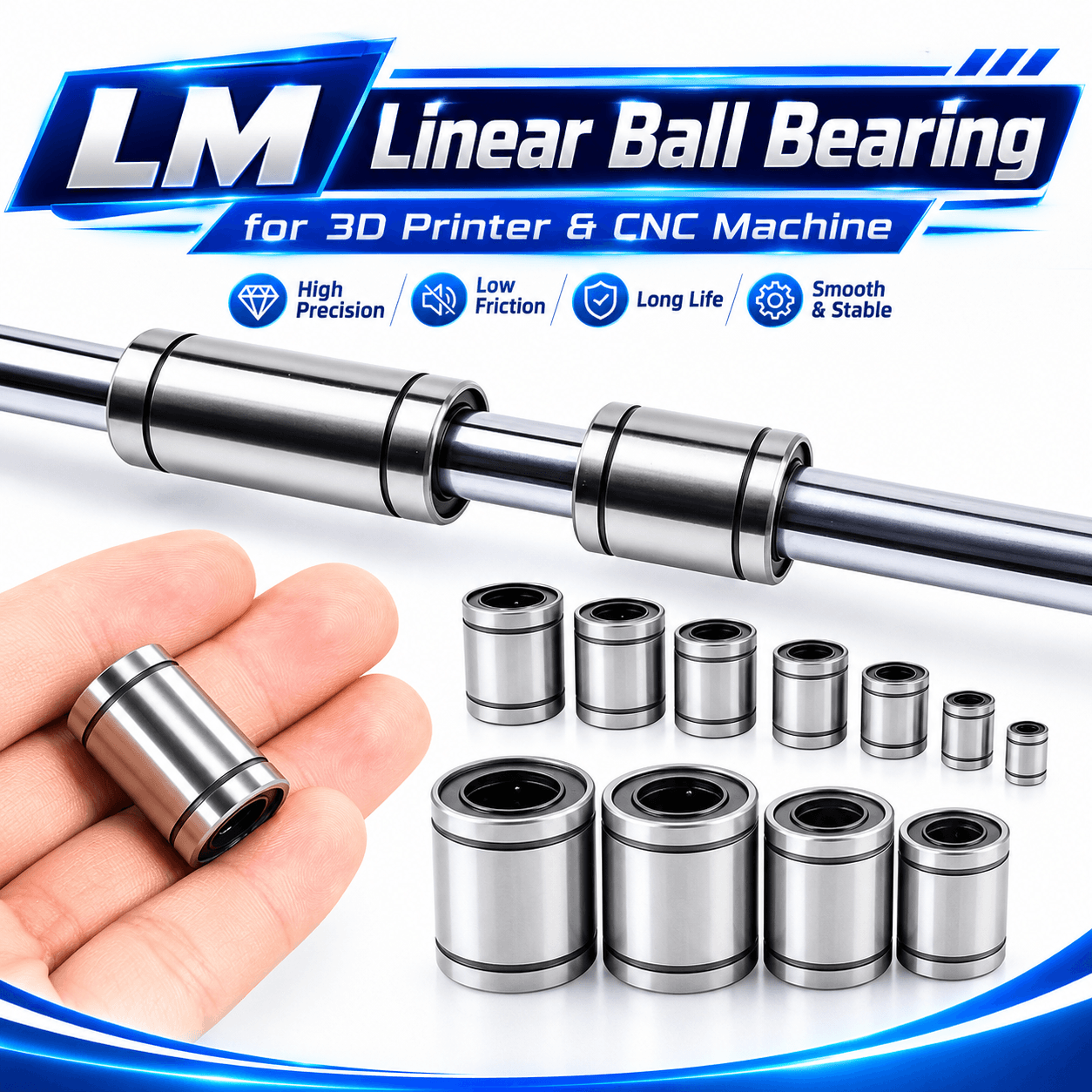 LM Linear Ball Bearing for 3D Printer & CNC Machine