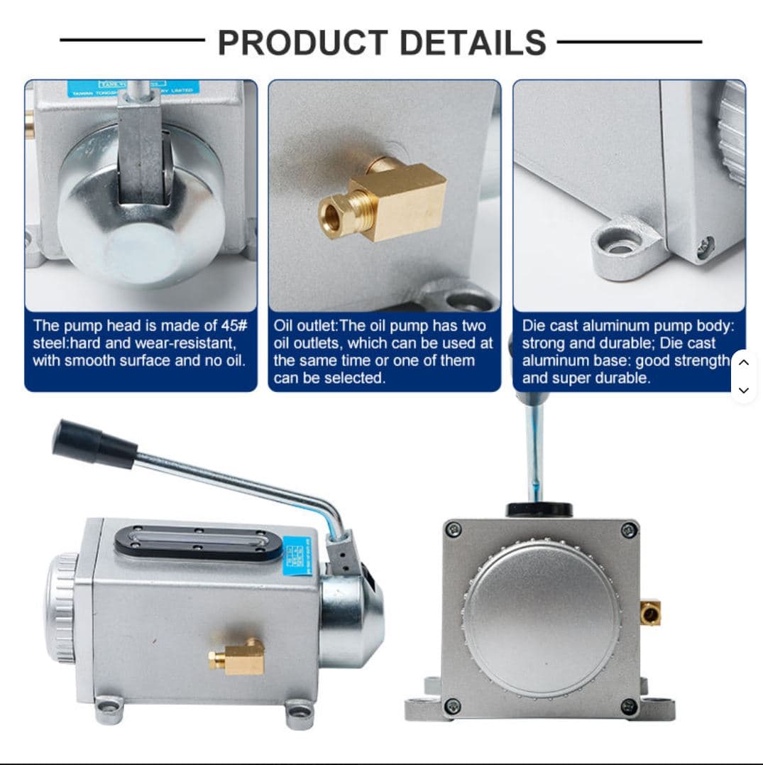 Handheld Lubricator with 6mm & 8mm Outlet Low Pressure Piston Oil Pump for CNC Machines and Engraving Machines
