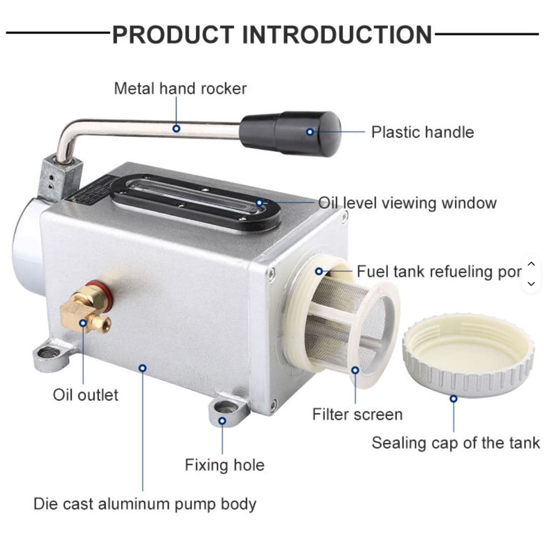 Handheld Lubricator with 6mm & 8mm Outlet Low Pressure Piston Oil Pump for CNC Machines and Engraving Machines