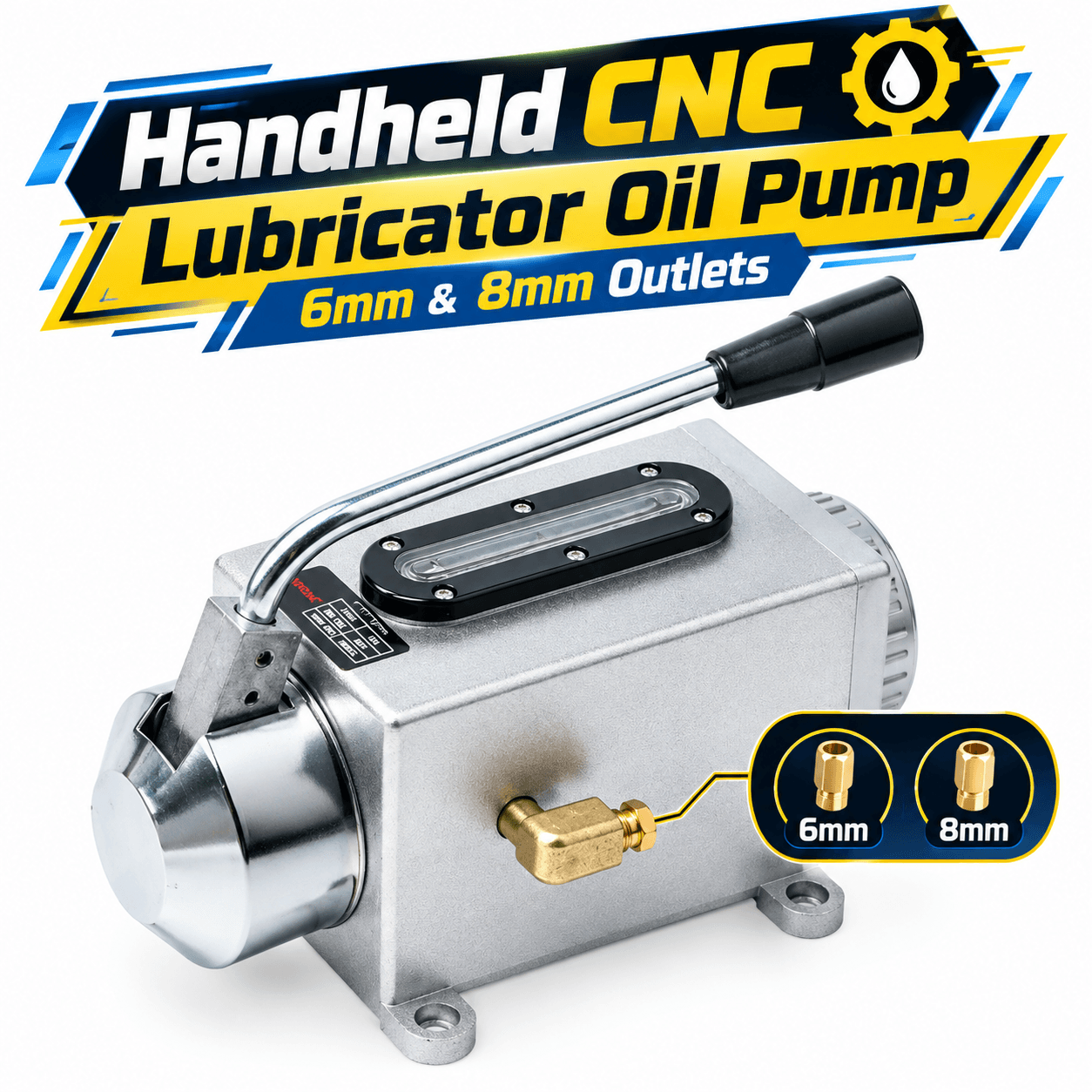 Handheld Lubricator with 6mm & 8mm Outlet Low Pressure Piston Oil Pump for CNC Machines and Engraving Machines