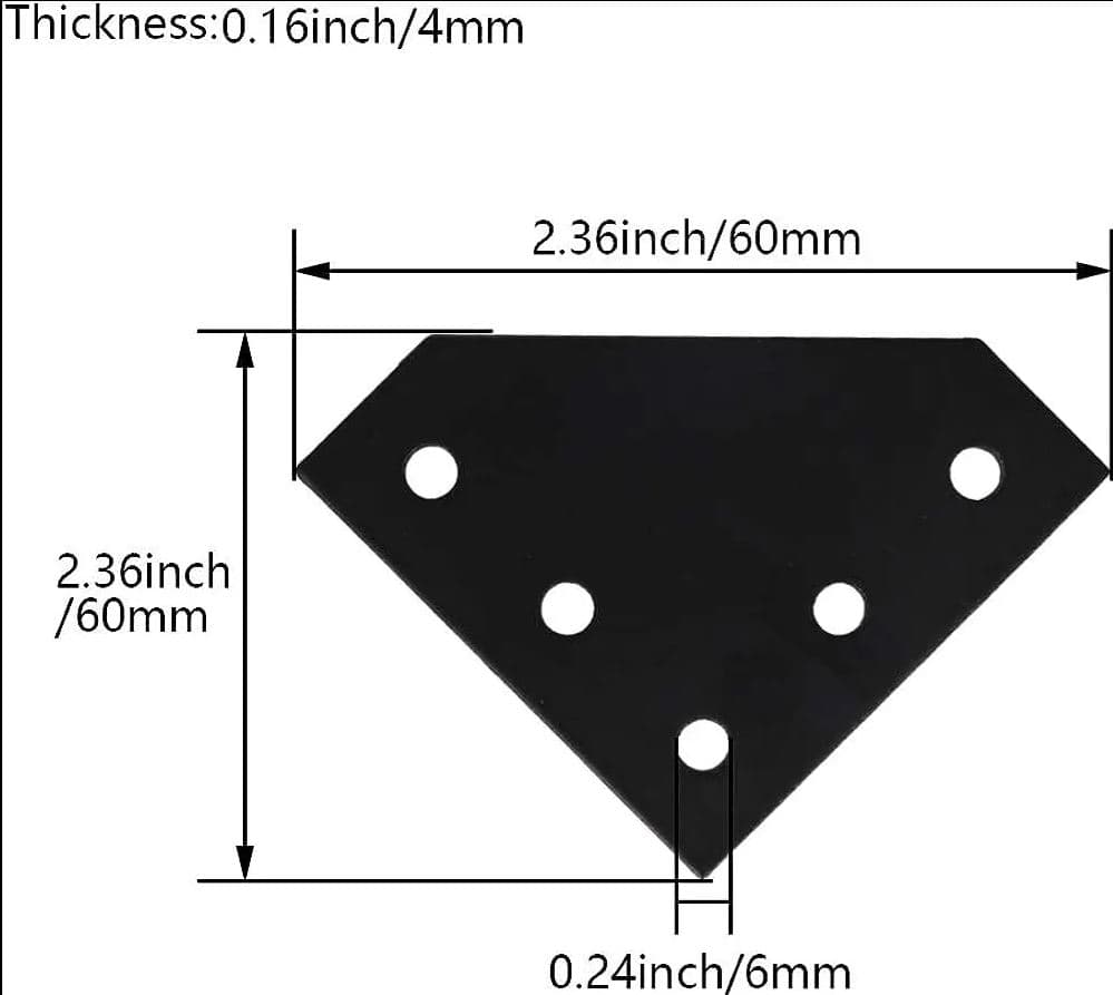 L Shape 2020 Aluminum Extrusion for 2020 Series Aluminum Profile Tee Joint Bracket Outside Joining Plate