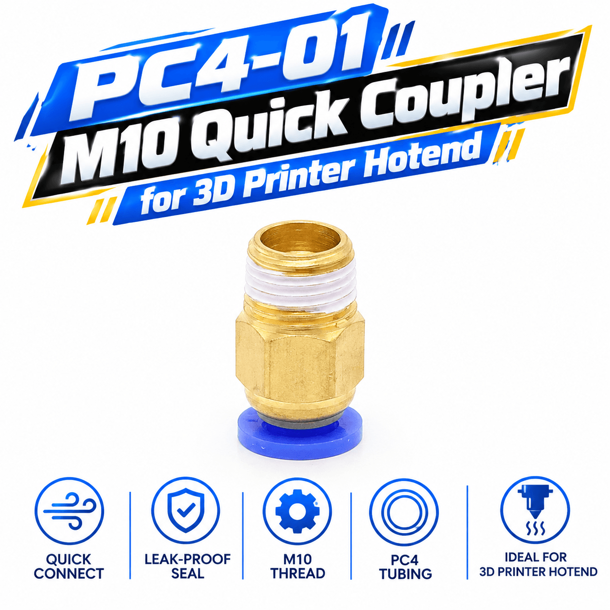 PC4-01 M10 Quick Coupler Straight Threaded Pneumatic Push In for Hotend Connection