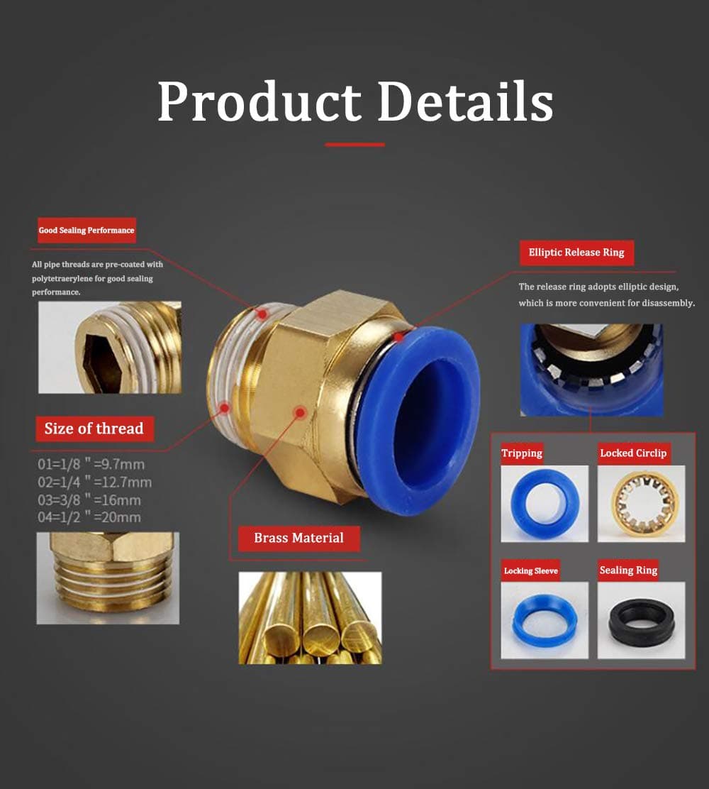 PC4-01 M10 Quick Coupler Straight Threaded Pneumatic Push In for Hotend Connection