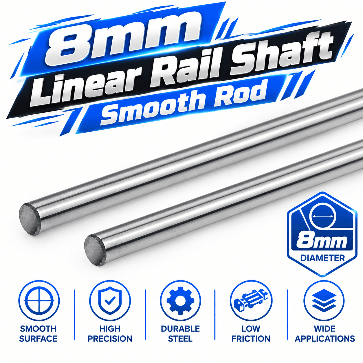 500mm Length 8mm Linear Rail Shaft Smooth Rod For CNC Machine And 3D Printer