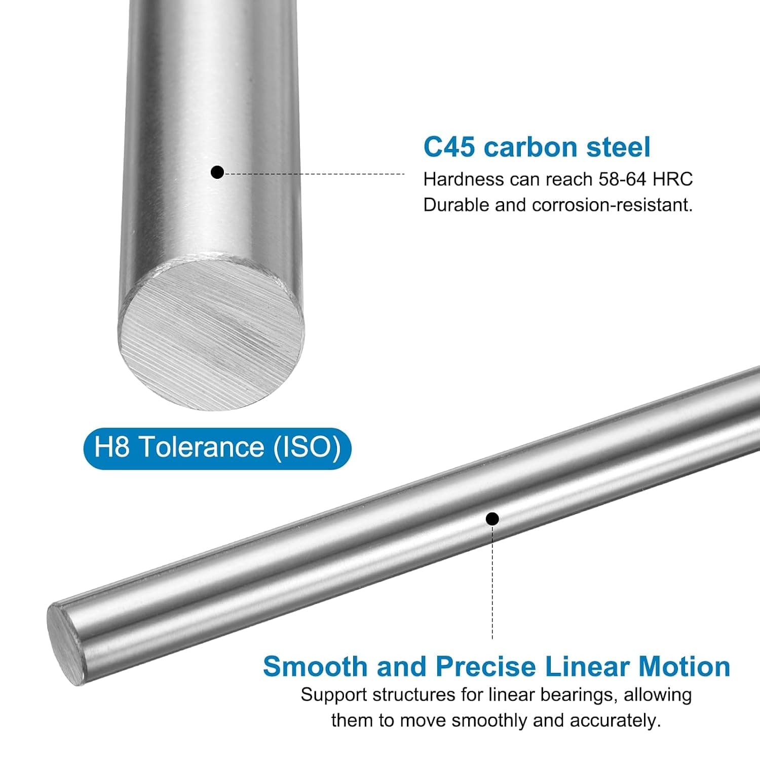 500mm Length 8mm Linear Rail Shaft Smooth Rod For CNC Machine And 3D Printer