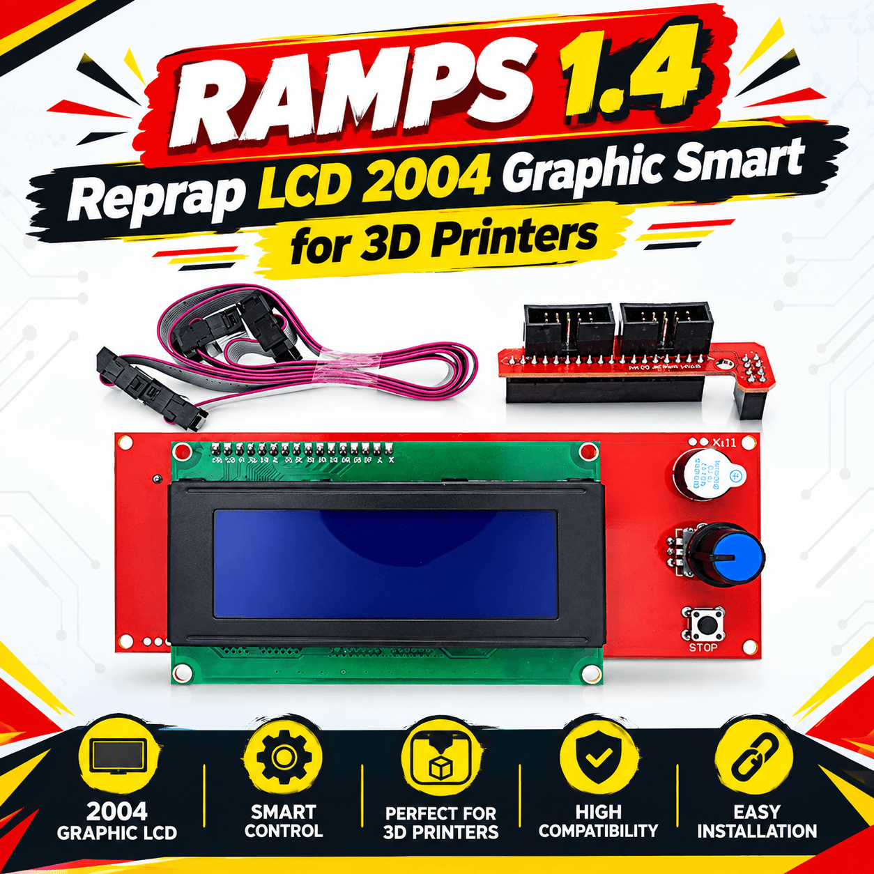 RAMPS 1.4 Reprap LCD 2004 Graphic Smart for 3D Printers