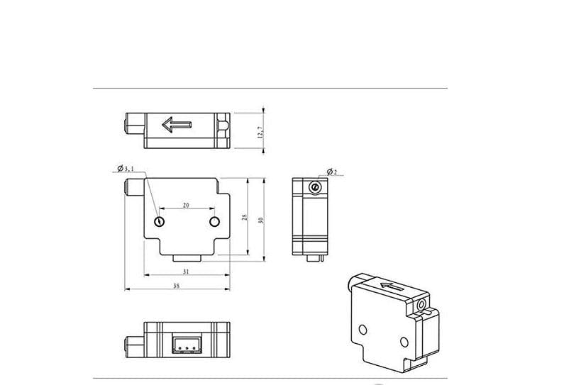 3D Printer filament sensor detection module 1.75mm