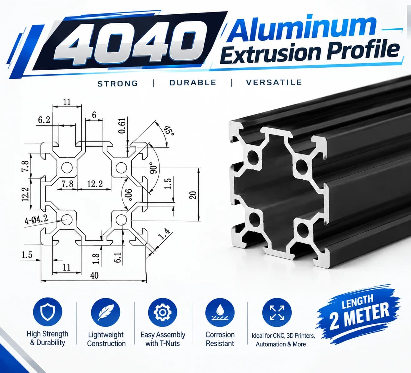 4040 Aluminum Extrusion Profile