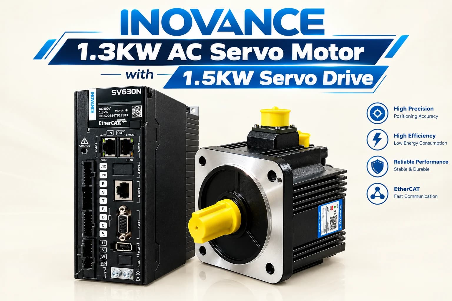 Inovance 1.3KW AC Servo Motor with 1.5KW Servo Drive