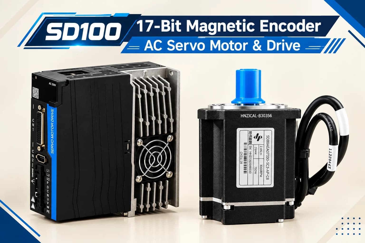 SD100 17-Bit Magnetic Encoder AC Servo Motor & Drive