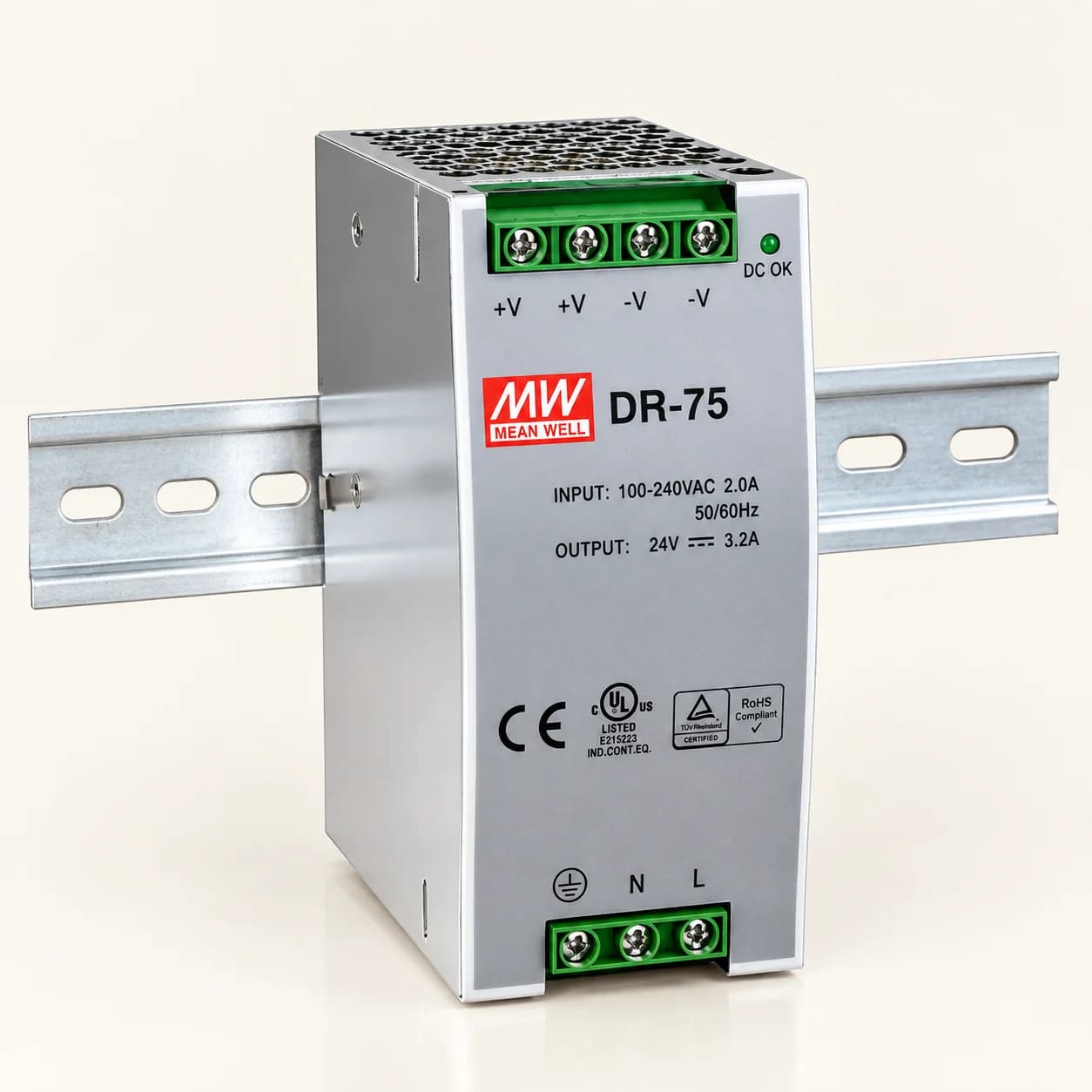 75W/3.2A DIN-Rail 24 VDC Power Supply